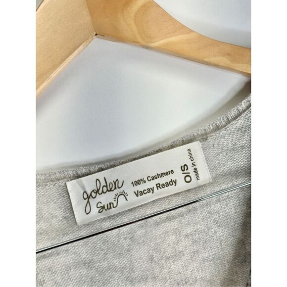 Golden Sun Cashmere Pullover Poncho Gray Turquoise Low Crewneck Beach Oversized‎ - Picture 7 of 10